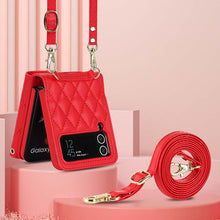 Load image into Gallery viewer, Casekis Crossbody Cardholder Phone Case For Galaxy Z Flip 4 Red
