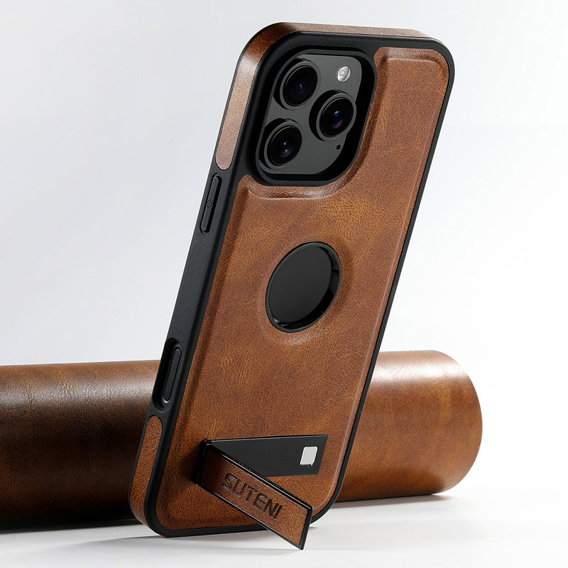 Casekis MagSafe Leather Stand Phone Case Brown