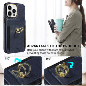 Casekis Ring Stand RFID Card Holder Phone Case Blue