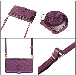 Casekis Fashion 10-card Leather Crossbody Phone Case Dark Purple