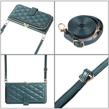 Muat gambar ke penampil Galeri, Casekis Fashion 10-card Leather Crossbody Phone Case Dark Green
