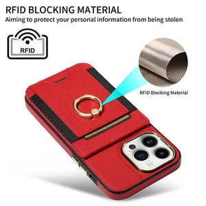 Casekis Ring Stand RFID Card Holder Phone Case Red