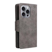 Load image into Gallery viewer, Casekis Studded Zip Leather Wallet Wristlet Phone Case Gray
