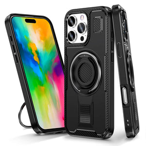 Casekis Rotating Stand Shockproof Phone Case Black