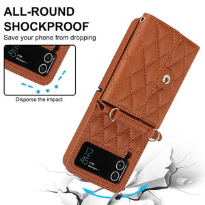 Casekis Crossbody Cardholder Phone Case For Galaxy Z Flip 4 Brown