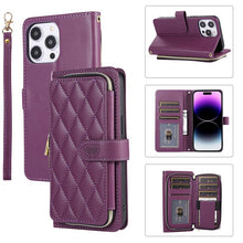 Muat gambar ke penampil Galeri, Casekis Fashion 10-card Leather Crossbody Phone Case Dark Purple
