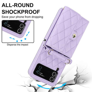 Casekis Crossbody Cardholder Phone Case For Galaxy Z Flip 3 Purple
