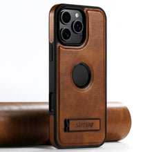 Cargar imagen en el visor de la galería, Casekis MagSafe Leather Stand Phone Case Brown
