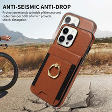 Muat gambar ke penampil Galeri, Casekis Ring Stand RFID Card Holder Phone Case Brown
