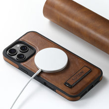 Cargar imagen en el visor de la galería, Casekis MagSafe Leather Stand Phone Case Brown
