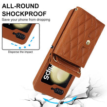 Load image into Gallery viewer, Casekis Crossbody Cardholder Phone Case For Galaxy Z Flip 5 Brown
