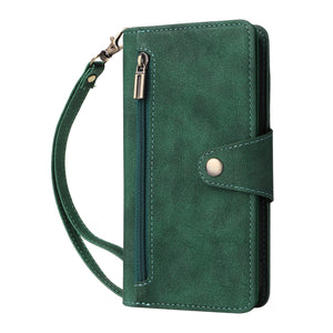 Casekis Studded Zip Leather Wallet Wristlet Phone Case Green