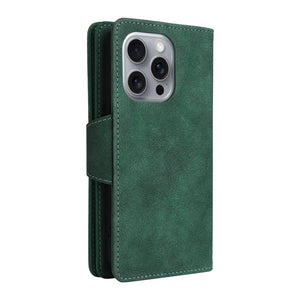 Casekis Studded Zip Leather Wallet Wristlet Phone Case Green