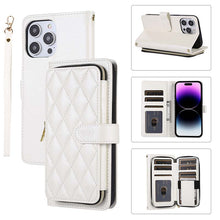 Load image into Gallery viewer, Casekis Fashion 10-card Leather Crossbody Phone Case White
