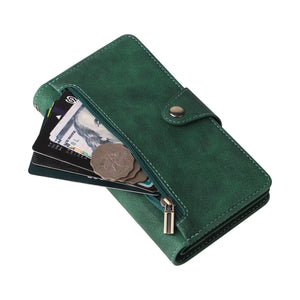 Casekis Studded Zip Leather Wallet Wristlet Phone Case Green