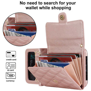 Casekis Crossbody Cardholder Phone Case For Galaxy Z Flip 4 Rose Gold