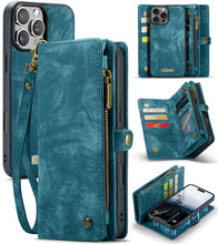 Cargar imagen en el visor de la galería, Casekis Wrist Strap Zipper Wallet Phone Case Blue
