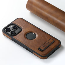 Cargar imagen en el visor de la galería, Casekis MagSafe Leather Stand Phone Case Brown
