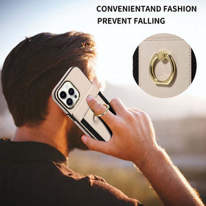 Casekis Ring Stand RFID Card Holder Phone Case Beige