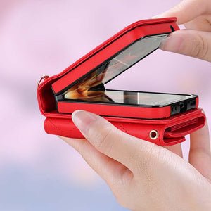 Casekis Crossbody Cardholder Phone Case For Galaxy Z Flip 4 Red
