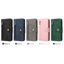 Load image into Gallery viewer, Casekis Studded Zip Leather Wallet Wristlet Phone Case Gray
