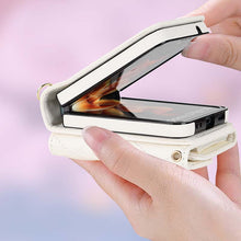 Load image into Gallery viewer, Casekis Crossbody Cardholder Phone Case For Galaxy Z Flip 4 White
