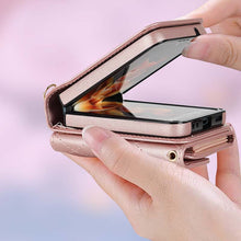 画像をギャラリービューアに読み込む, Casekis Crossbody Cardholder Phone Case For Galaxy Z Flip 4 Rose Gold
