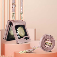 Lade das Bild in den Galerie-Viewer, Casekis Crossbody Cardholder Phone Case For Galaxy Z Flip 5 Rose Gold
