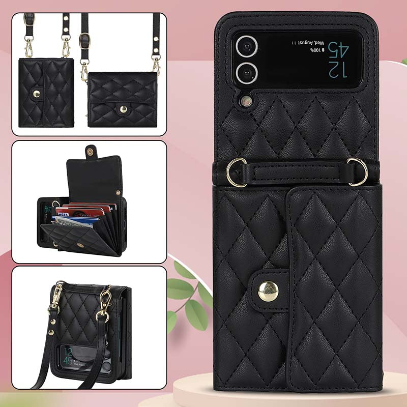 Casekis Crossbody Cardholder Phone Case For Galaxy Z Flip 4 Black