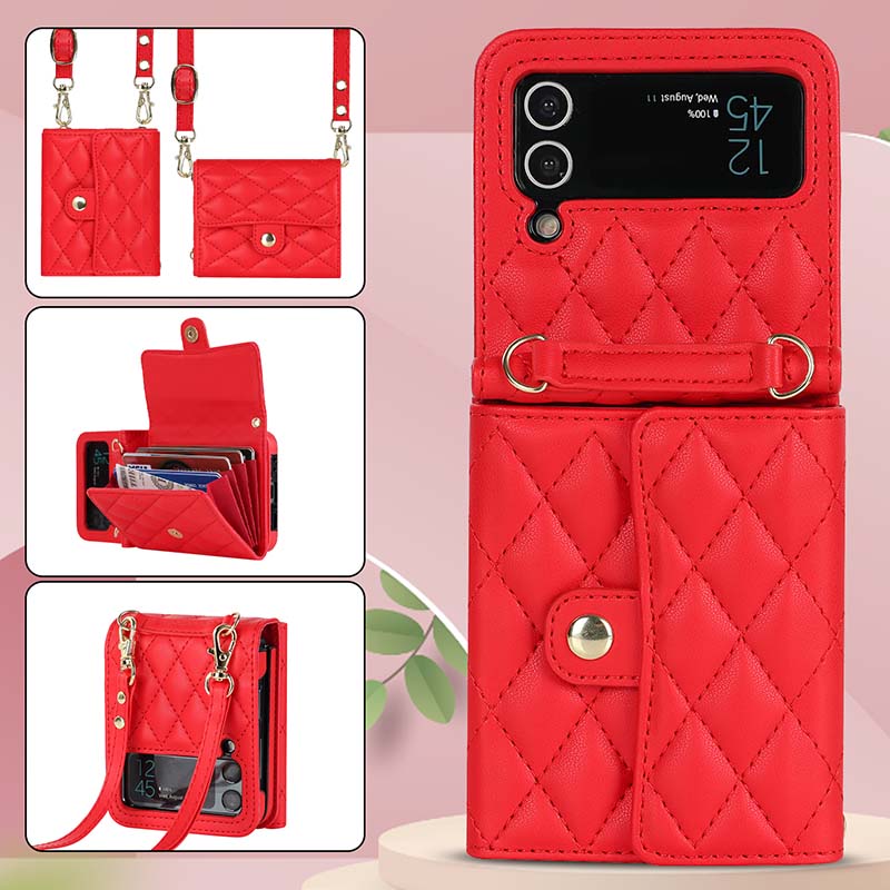 Casekis Crossbody Cardholder Phone Case For Galaxy Z Flip 4 Red