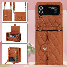 Load image into Gallery viewer, Casekis Crossbody Cardholder Phone Case For Galaxy Z Flip 4 Brown
