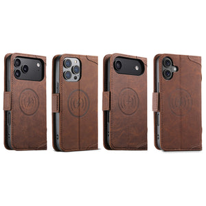 Casekis Leather Wallet Phone Case compatible with MagSafe Brown