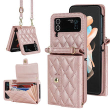 Load image into Gallery viewer, Casekis Crossbody Cardholder Phone Case For Galaxy Z Flip 3 Rose Gold
