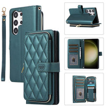 Load image into Gallery viewer, Casekis Fashion 10-card Leather Crossbody Phone Case Dark Green
