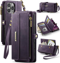 Charger l&#39;image dans la galerie, Casekis Crossbody Leather Wallet RFID Phone Case Purple
