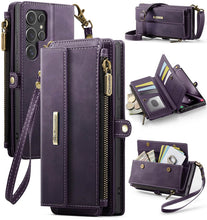 Charger l&#39;image dans la galerie, Casekis Crossbody Leather Wallet RFID Phone Case Purple
