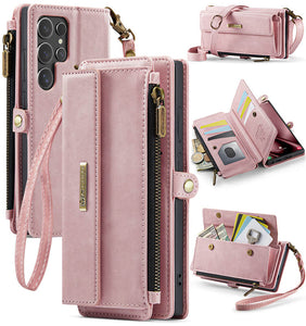 Casekis Crossbody Leather Wallet RFID Phone Case Pink