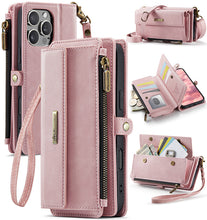 Load image into Gallery viewer, Casekis Crossbody Leather Wallet RFID Phone Case Pink
