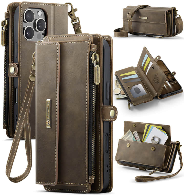 Casekis Crossbody Leather Wallet RFID Phone Case Brown