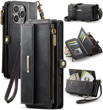 Charger l&#39;image dans la galerie, Casekis Crossbody Leather Wallet RFID Phone Case Black
