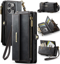 Load image into Gallery viewer, Casekis Crossbody Leather Wallet RFID Phone Case Black
