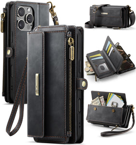 Casekis Crossbody Leather Wallet RFID Phone Case Black