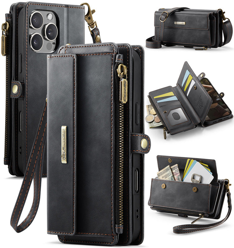 Casekis Crossbody Leather Wallet RFID Phone Case Black