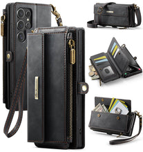 Charger l&#39;image dans la galerie, Casekis Crossbody Leather Wallet RFID Phone Case Black
