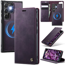 Load image into Gallery viewer, Casekis Leather Magnetic Flip Detachable Wallet Phone Case Purple
