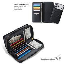 Load image into Gallery viewer, CASEKIS 2-in-1 Magnetic Detachable Wallet Case with RFID Blocking, 16 Card Slots &amp; Zipper Pocket Black
