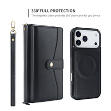 Load image into Gallery viewer, CASEKIS 2-in-1 Magnetic Detachable Wallet Case with RFID Blocking, 16 Card Slots &amp; Zipper Pocket Black
