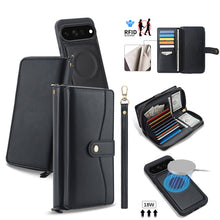Load image into Gallery viewer, CASEKIS 2-in-1 Magnetic Detachable Wallet Case with RFID Blocking, 16 Card Slots &amp; Zipper Pocket Black
