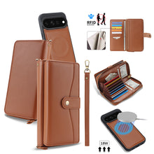 Load image into Gallery viewer, CASEKIS 2-in-1 Magnetic Detachable Wallet Case with RFID Blocking, 16 Card Slots &amp; Zipper Pocket Brown
