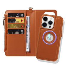 Muat gambar ke penampil Galeri, Casekis Cardholder Case with Wrist Strap,Compatible with MagSafe,Zipper Pocket,Brown
